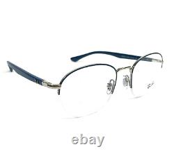 Montures de lunettes Ray-Ban RB6487 3145 bleu argent rond demi-cerclées 52-20-145