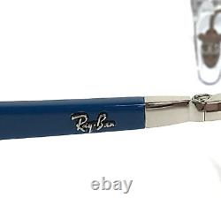 Montures de lunettes Ray-Ban RB6487 3145 bleu argent rond demi-cerclées 52-20-145