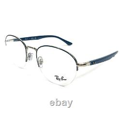 Montures de lunettes Ray-Ban RB6487 3145 bleu argent rond demi-cerclées 52-20-145