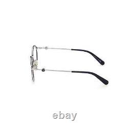 Montures de lunettes rondes en métal bleu et argent Moncler ML5135 016 51-21-145