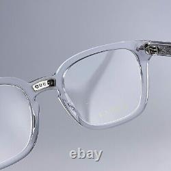 NOUVEAU Gucci GG0184O 012 Lunettes de vue unisexes carrées en cristal clair