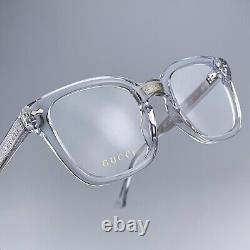 NOUVEAU Gucci GG0184O 012 Lunettes de vue unisexes carrées en cristal clair