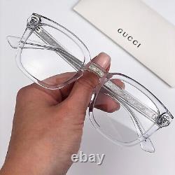 NOUVEAU Gucci GG0184O 012 Lunettes de vue unisexes carrées en cristal clair