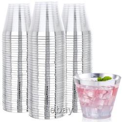 Nervure 240 PCS Gobelets en Plastique Argentés 9Oz Gobelets en Plastique Bord Argenté Lourd