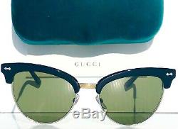 Nouveau Gucci Gg0055s Black Gold Club De Magistral Half Rim Cat Eye Lunettes De Soleil Pour Femmes