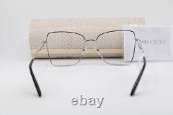 Nouvelles lunettes Jimmy Choo JC 2007 3002 argent noir métal canon authentiques 53-16
