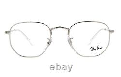 Nouvelles lunettes de lecture hexagonales Ray-Ban RB 6448 2001 51-21 monture argentée lecteurs