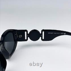 Nouvelles lunettes de soleil Versace VE4361 Medusa Biggie 539887 Noir Argent Gris Foncé