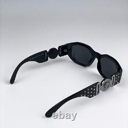 Nouvelles lunettes de soleil Versace VE4361 Medusa Biggie 539887 Noir Argent Gris Foncé