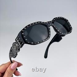 Nouvelles lunettes de soleil Versace VE4361 Medusa Biggie 539887 Noir Argent Gris Foncé