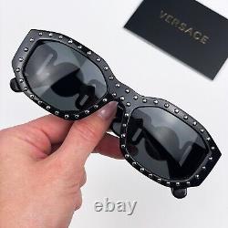 Nouvelles lunettes de soleil Versace VE4361 Medusa Biggie 539887 Noir Argent Gris Foncé