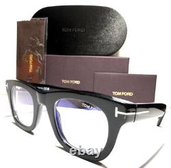 Nouvelles lunettes de vue authentiques TOM FORD TF5872-B 001 noir brillant avec accents argentés 48-25