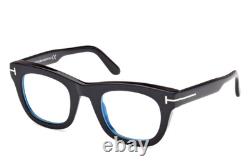 Nouvelles lunettes de vue authentiques TOM FORD TF5872-B 001 noir brillant avec accents argentés 48-25