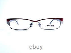 Nouvelles lunettes de vue rectangulaires à moitié cerclées en métal argenté et rouge DKNY DY5553 1081 50 15 135