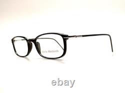 Nouvelles lunettes rectangulaires noires en verre Mario Martinelli avec accents argentés Quest 47 19 140