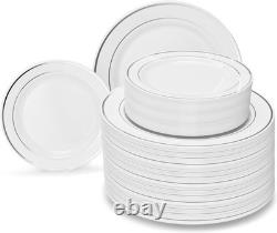 OCCASIONS 240 Assiettes Pack, (120 Invités) 240, Blanc & Bord Argent OCCASIONS 240 Assiettes Pack, (120 Invités) 240, Blanc & Bord Argent
