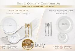 OCCASIONS Ensemble de 600 pièces et 120 assiettes jetables en plastique pour mariage et couverts argentés