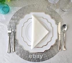 OCNS 50 assiettes Pa - plastique jetable épais pour fête de mariage