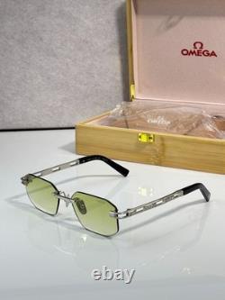 OMEGA OM0035 56-18-145 Lunettes de soleil demi-cerclées creuses sculptées argentées