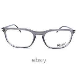 Persol 3339-v 1196 Gris transparent unisexe, neuf, authentique, lunettes de vue à monture intégrale 56-20-145