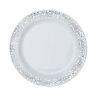 Plastique Blanc Avec Jante En Argent 7,5 Plaques Jetable Fête De Mariage Gros