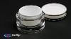 Pot Rond De 50 Ml En Acrylique Transparent Avec Bouchon En Polypropyl&egrave;ne Blanc Et Bordure Argent&eacute;e, Avec Joint U0026liner U S Plastic Corporation