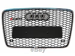 Pour Audi Q7 Rsq7 Style 06-15 Sport Black Mesh Bumper Grill Silver Rim