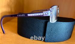 Prada VPR 57M Cristaux / Violet / Argent Monture demi-cerclée 50-17-135 avec étui Italie
