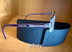 Prada VPR 57M Cristaux / Violet / Argent Monture demi-cerclée 50-17-135 avec étui Italie
