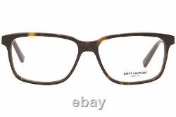 Saint Laurent Sl-458/f 002 Lunettes De Vue La Havane/argent Full Rim Square 55mm Pour Homme