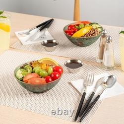 Saladiers en plastique 100 pièces 16 oz avec bord doré, bols à soupe jetables, robustes, verts