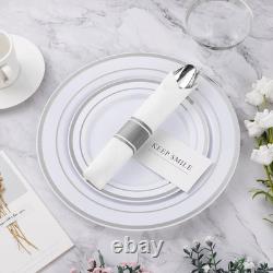 Service de table en plastique argenté de 350 pièces pour 50 invités