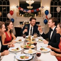 Service de vaisselle complet de 350 pièces avec bord en argent, parfait pour les célébrations et les événements.