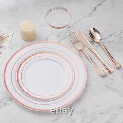 Service de vaisselle jetable 600 pièces pour 50 invités, assiettes de fête robustes, couverts, neuf