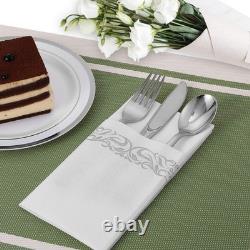 Service de vaisselle jetable de 700 pièces pour 100 invités, assiette en plastique à bord argenté