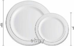 Set De Vaisselle En Argent De 600 Pièces -100 Rim 10 Pouces En Plastique