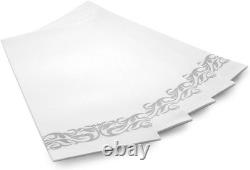 Set de vaisselle en plastique argenté de 700 pièces : 200 assiettes à bord, 300 couverts, 100 tasses