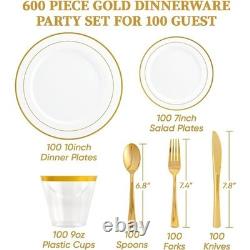 Set de vaisselle jetable argenté 100 assiettes, fourchettes, cuillères, gobelets pour événements et fêtes, neuf