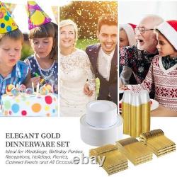 Set de vaisselle jetable argenté 100 assiettes, fourchettes, cuillères, gobelets pour événements et fêtes, neuf