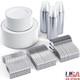 Set De Vaisselle Jetable Bordée D'argent 600 Ct Pour 100 Invités - Mariages Et Fêtes - Blanc