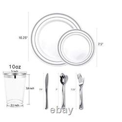 Set de vaisselle jetable robuste de 700 pièces pour mariages, fêtes, événements en plastique