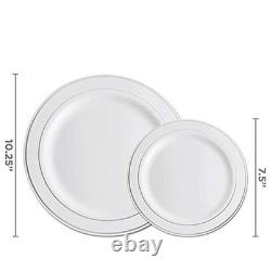Set de vaisselle jetable robuste de 700 pièces pour mariages, fêtes, événements en plastique