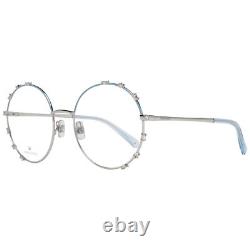 Swarovski SK5380 Monture optique femme en métal argenté avec cristaux, pleine monture ronde