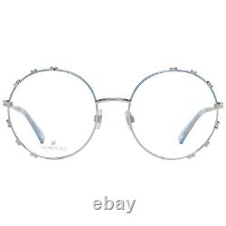 Swarovski SK5380 Monture optique femme en métal argenté avec cristaux, pleine monture ronde