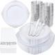 Vaisselle En Plastique Argenté, Assiettes Jetables Blanches Et Argent Pour 50 Invités
