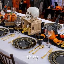 Vaisselle jetable dorée à bordure dorée, incassable et sans danger pour les aliments, lot pour 100 invités, neuf