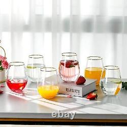 Verres à vin sans pied jetables avec bordure dorée 12 oz - Ensemble pour les fêtes