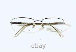 Versace Silver Metal Half Rim Rectangular Frame Glasses Italie Mod 1066 50 18 135