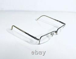 Versace Silver Metal Half Rim Rectangular Frame Glasses Italie Mod 1066 50 18 135