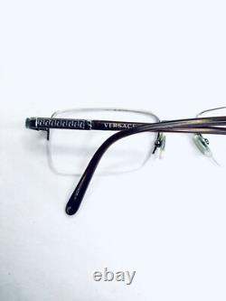 Versace lunettes rectangulaires demi-cerclées argent et marron Italie 50 18 135